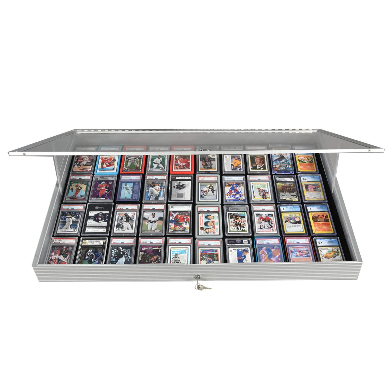 EVORETRO Lockable Display Case 36 x 24 x 4" Silver– Secure Showcase for Collectibles - Image 10