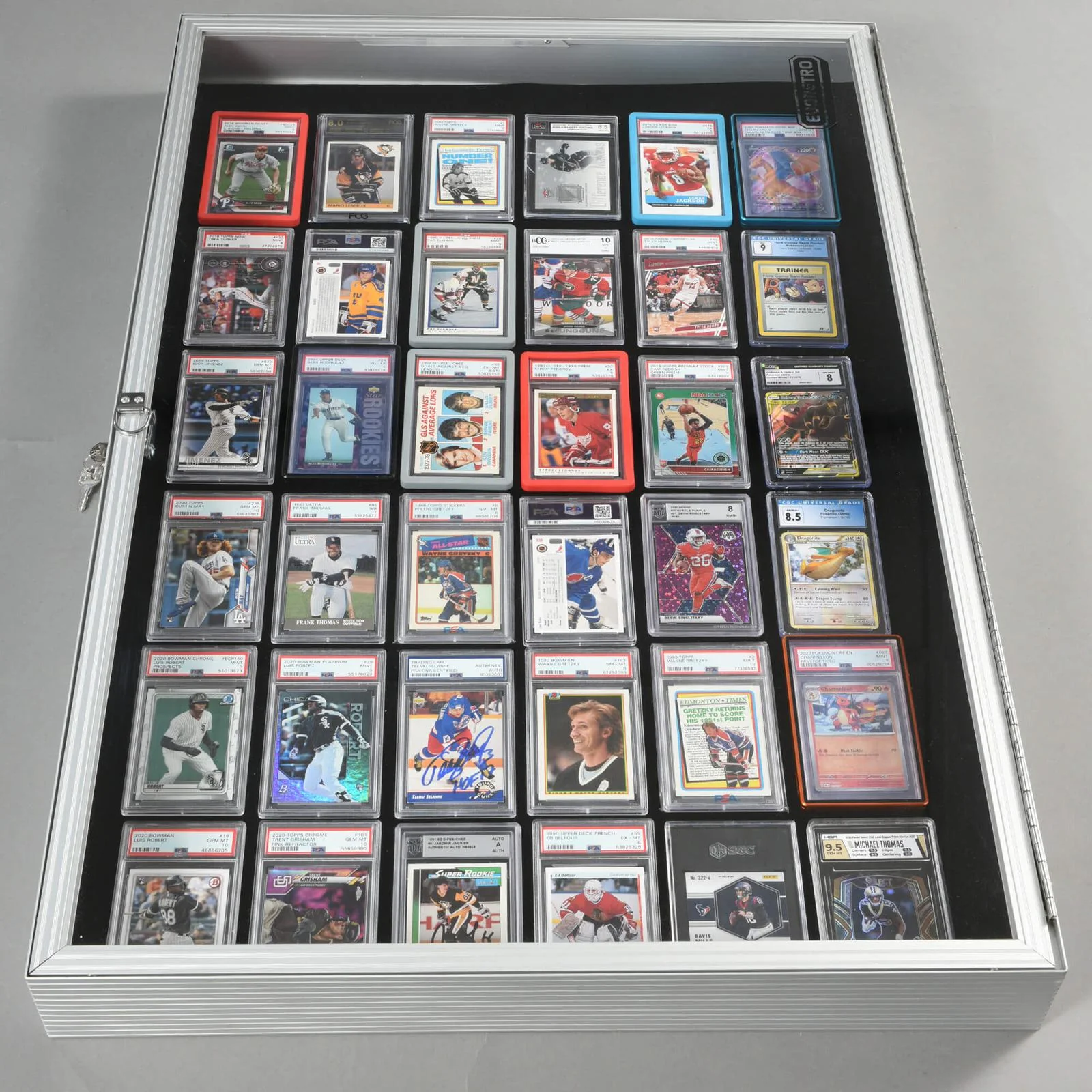 EVORETRO Lockable Display Case 36 x 24 x 4" Silver– Secure Showcase for Collectibles - Image 9