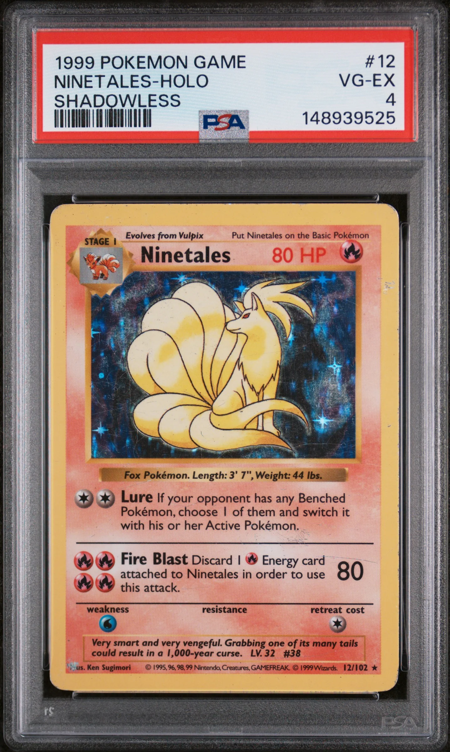 Pokemon TCG - Ninetales Holo PSA 4 (Shadowless) - 12/102